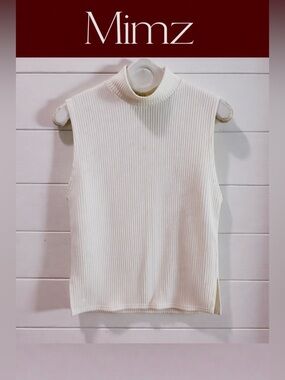 MIMZ – Sleeveless Ribbed Knit Mock Neck Top – Size P/S